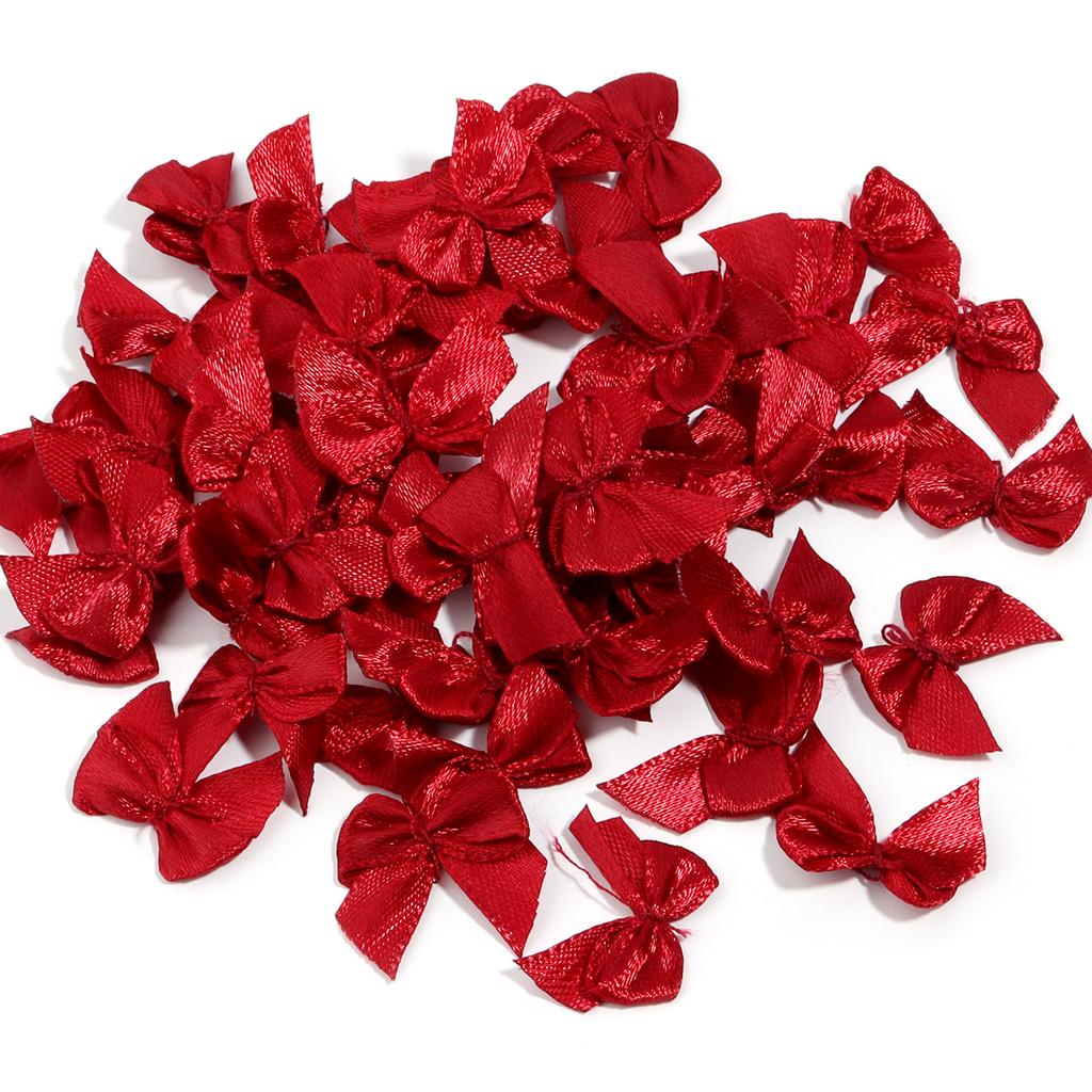 100 Stück/Los Polyester Satinband Schleifen Bunte Kleine Schleifen Für DIY Handnähen Kleidung Weihnachtsfeier Dekoration Zubehör