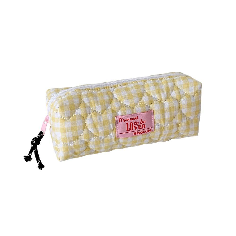 Stoff Koreanisches Karomuster Schreibwarentasche Federtasche Federmäppchen Karomuster Herz-Federmäppchen Kinder Kinder