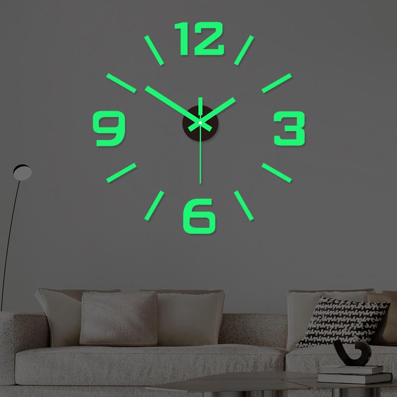 Modern Minimalist, Hole-free, Creative Luminous Clock, Acrylic Living Room Wall Clock, Bedroom Wall Clock, DIY Wall-mounted Clock