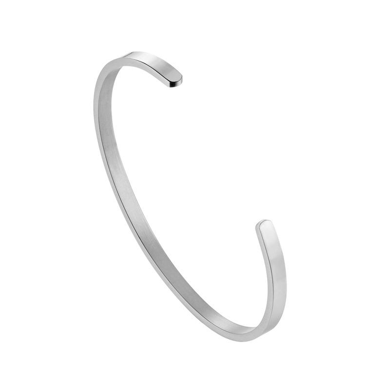 

Unisex Titanium Steel 4MM Engraved Open C-Shaped Bangle - Non-Fading