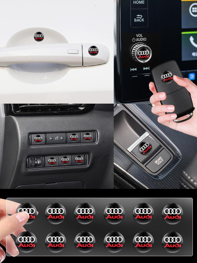 3D Car Interior Decorative Stickers Key Badge Steering Wheel Decoration Stickers For Audi A1 A2 A3 A4 A5 A6 A7 A8 Q1 Q2 Q3 Q4 Q5 Q6 Q7 Q8 B5