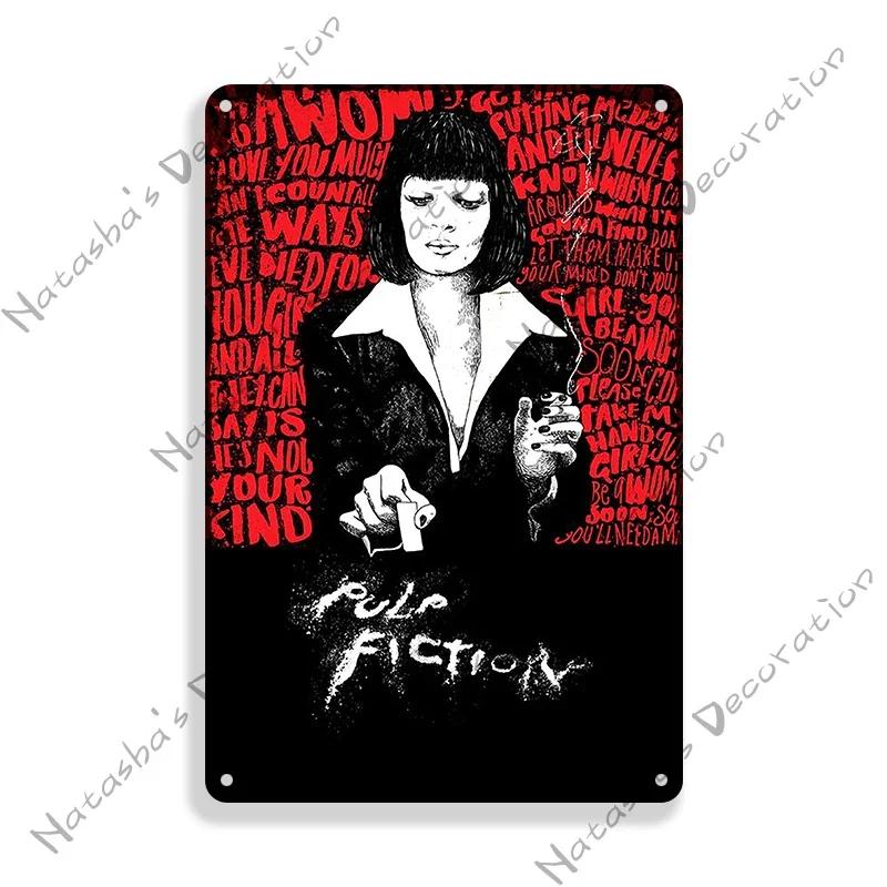 Pulp Fiction Rusty Movie Poster Metal Tin Sign Old Metal Signs Vintage Poster Man Cave Garage Metal Plaque Industrial Decor