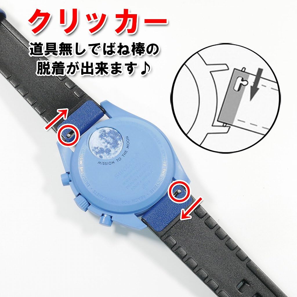 Swatch X OMEGA Leather and Rubber Strap with D-Buckle (Navy)