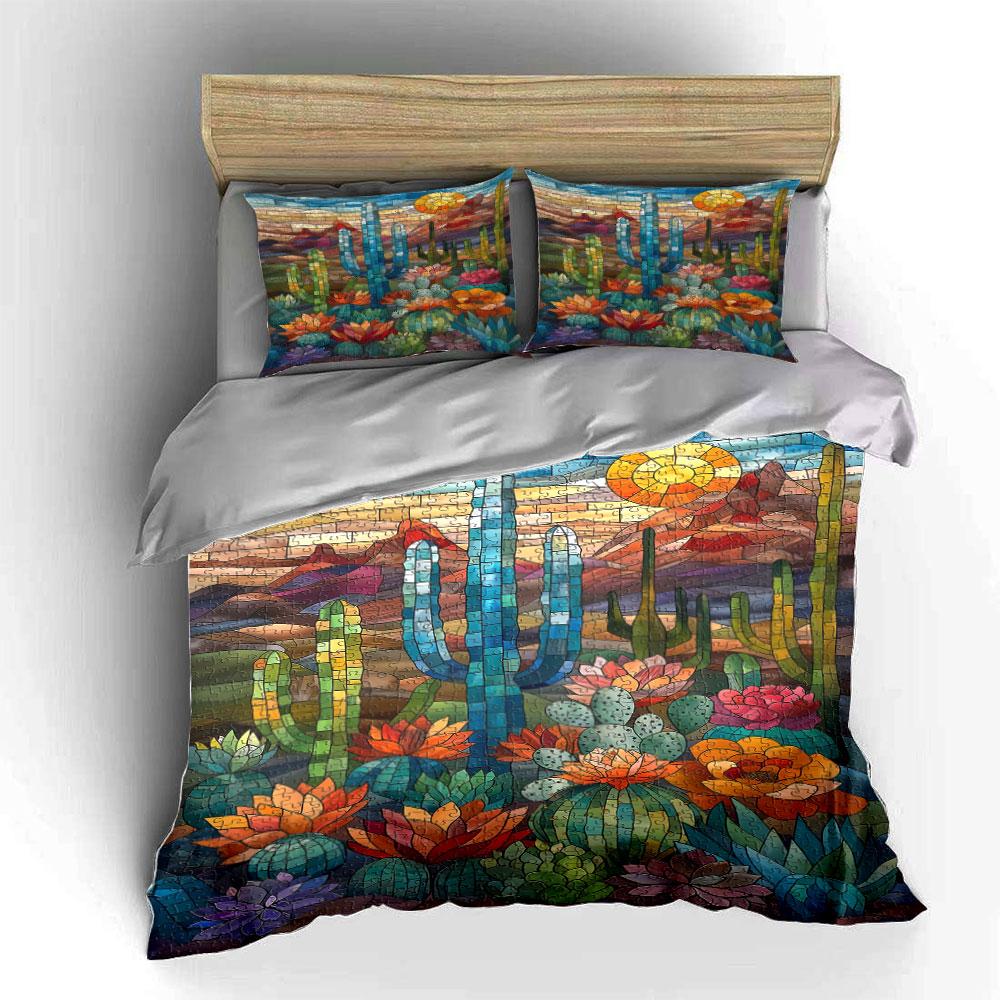 Colorful cactus and flowers. Bedding sets Duvet cover sets Duvet covers Pillowcases(1* Duvet Cover 2* Pillowcases without duvet insert)