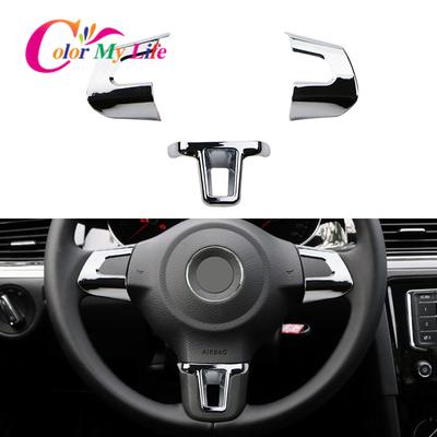 Autocolant decorativ pentru acoperirea volanului auto ABS cromat potrivit pentru Volkswagen VW GOLF POLO JETTA MK5 MK6 Bora