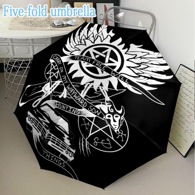Natural Symbolism Mini Umbrella, 5-Fold, Lightweight, Retractable Umbrella Features 8 Ribs, Ideal for Outdoor Use Birthday Gifts