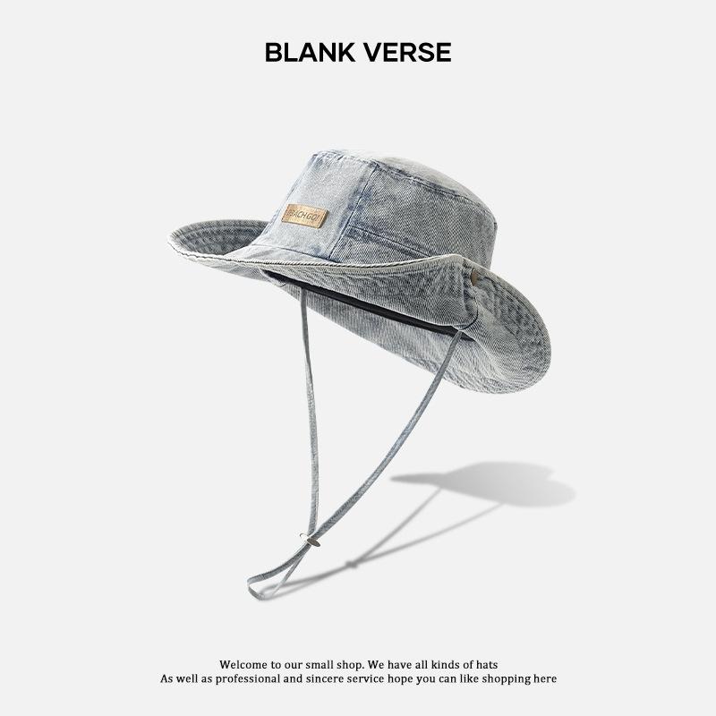 Denim Fischerhut Damen Sommer Sonnenschutz Hut Outdoor Camping Bergsteigen Hut Vertiefter und Vergrößerter Gesichtshut