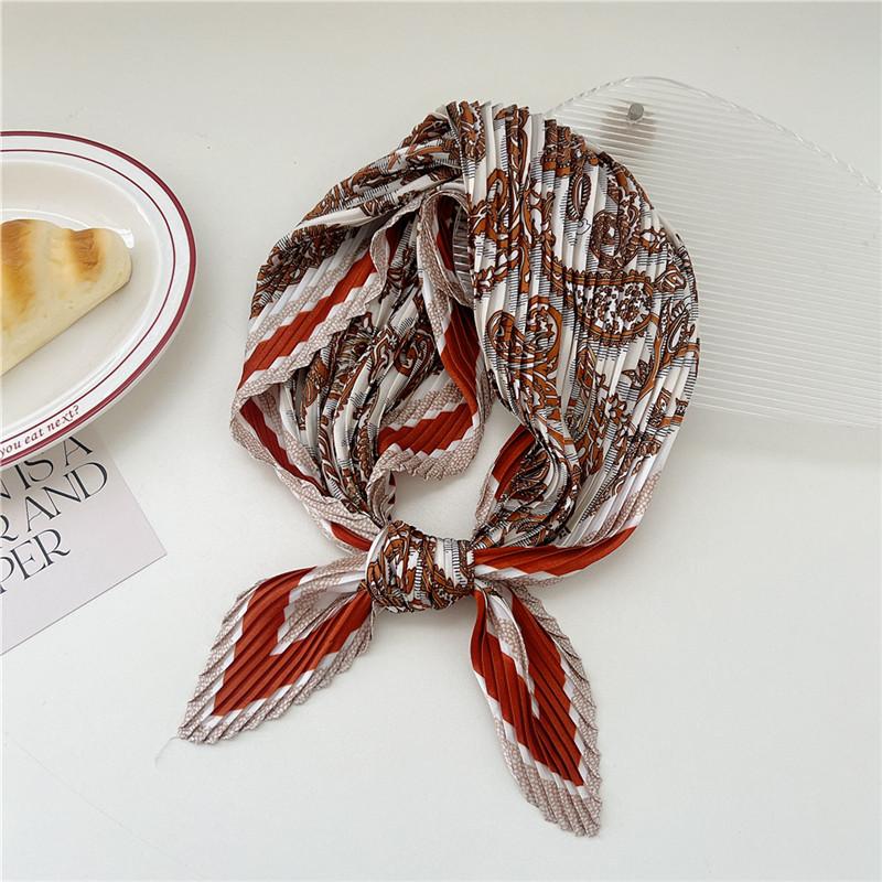 70cm Crumpled Scarf Kerchief Print Square Scarves Women DIY Hair Band Ribbon Headscarf Bandanas Headband Neck Wraps Neckerchief