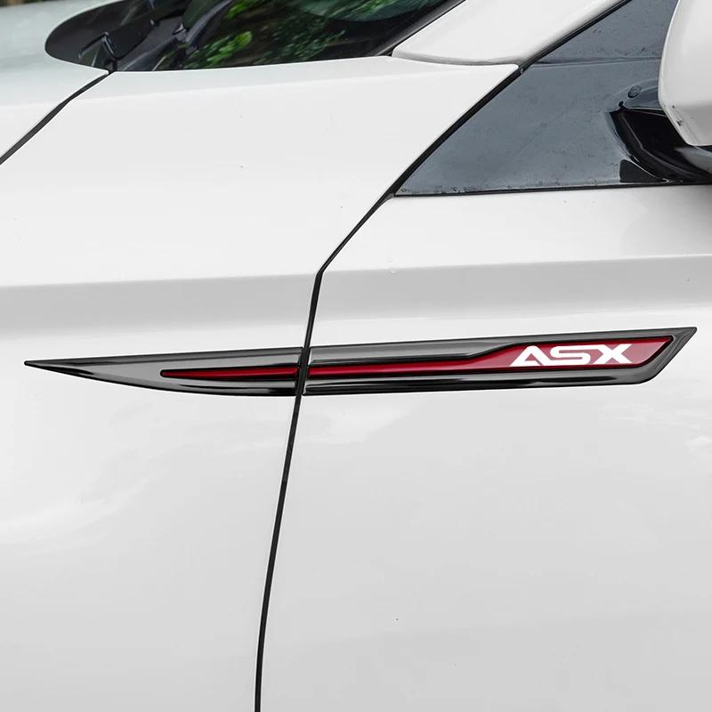 wsdm9 2pcs Car Side Fender Knife Protective Metal Stickers for Mitsubishi ASX Car Side Wing Fender Decals Body Exterior Accessorie