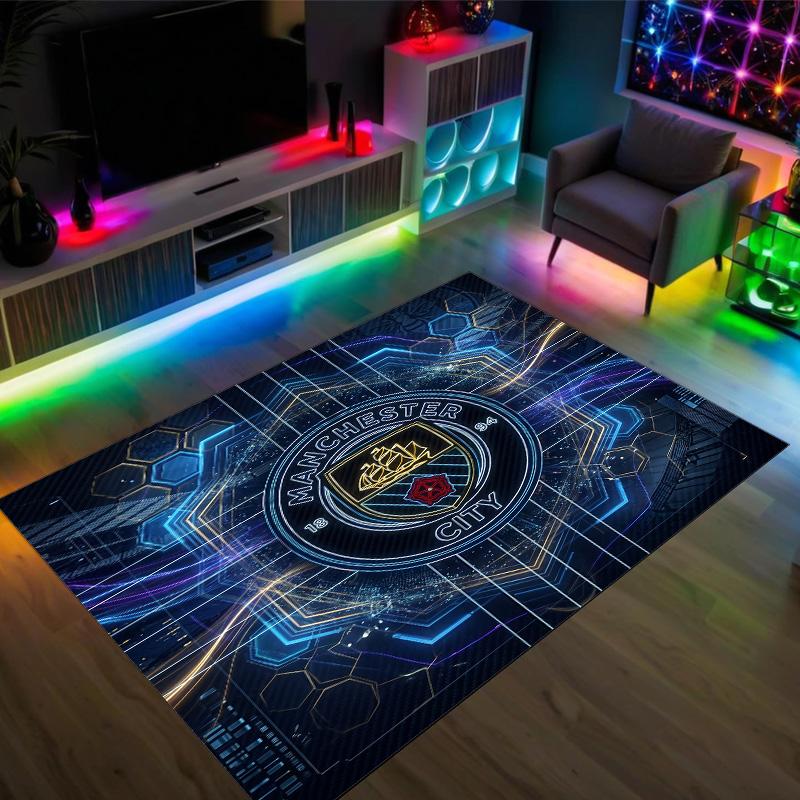 Manchester City Design Crystal Velvet Carpet Cozy Non?Slip Printed Rug For Bedroom Living Room Entrance