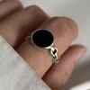 925 Sterling Silver Rings for Women Couple Minimalist Handmade Simple Retro Black Heart Ring Party Jewelry Gift Prevent Allergy