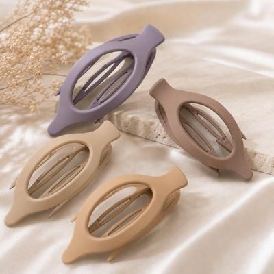 Large Plastic Hair Claw Clip Matte Color Hair Clamps Grab Hollowed Oval Geometric Barrettes Hairpin Women Hair Accessories