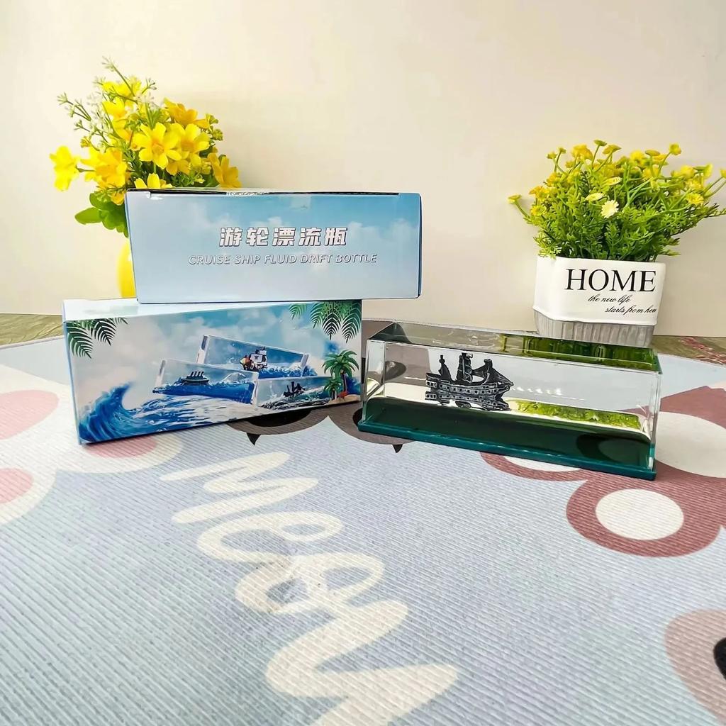 Kreativní tekutá láhev s driftem výletní lodi, stolní dekorace, dárek k narozeninám, dekompresní dekorace, přesýpací hodiny, ozdoba do auta, dárek