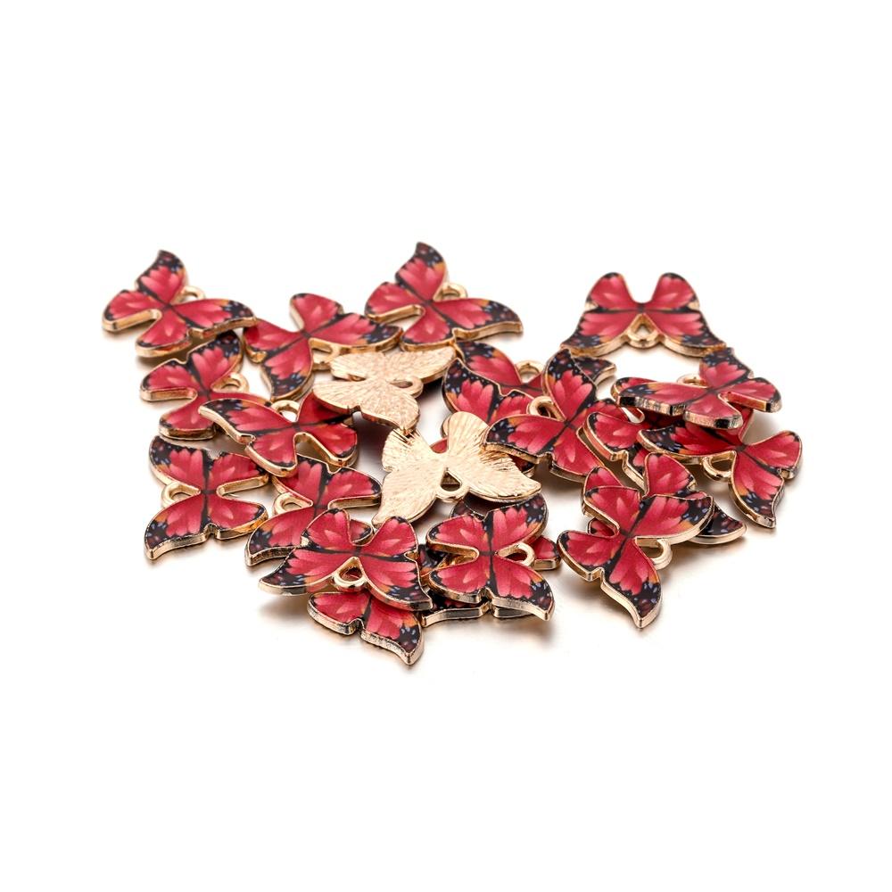 10pcs/lot Enamel Metal Colorful Butterfly Charms Pendant for DIY Necklace Bracelet Key Chain Jewelry Findings Making Accessories