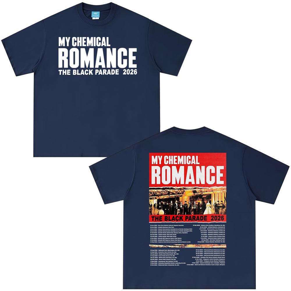 Rock Band My Chemical RoUnisexce Tshirt The Black Parade Tour Tshirts Unisex Women Clothing Fashion Vintage YK Top Streetwear
