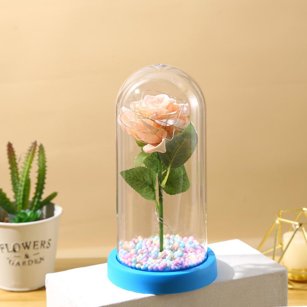 Valentine's Day Immortal Flower Glass Cover Gold Foil Rose Romantic Bouquet Ornament Couple New Year Birthday Gift