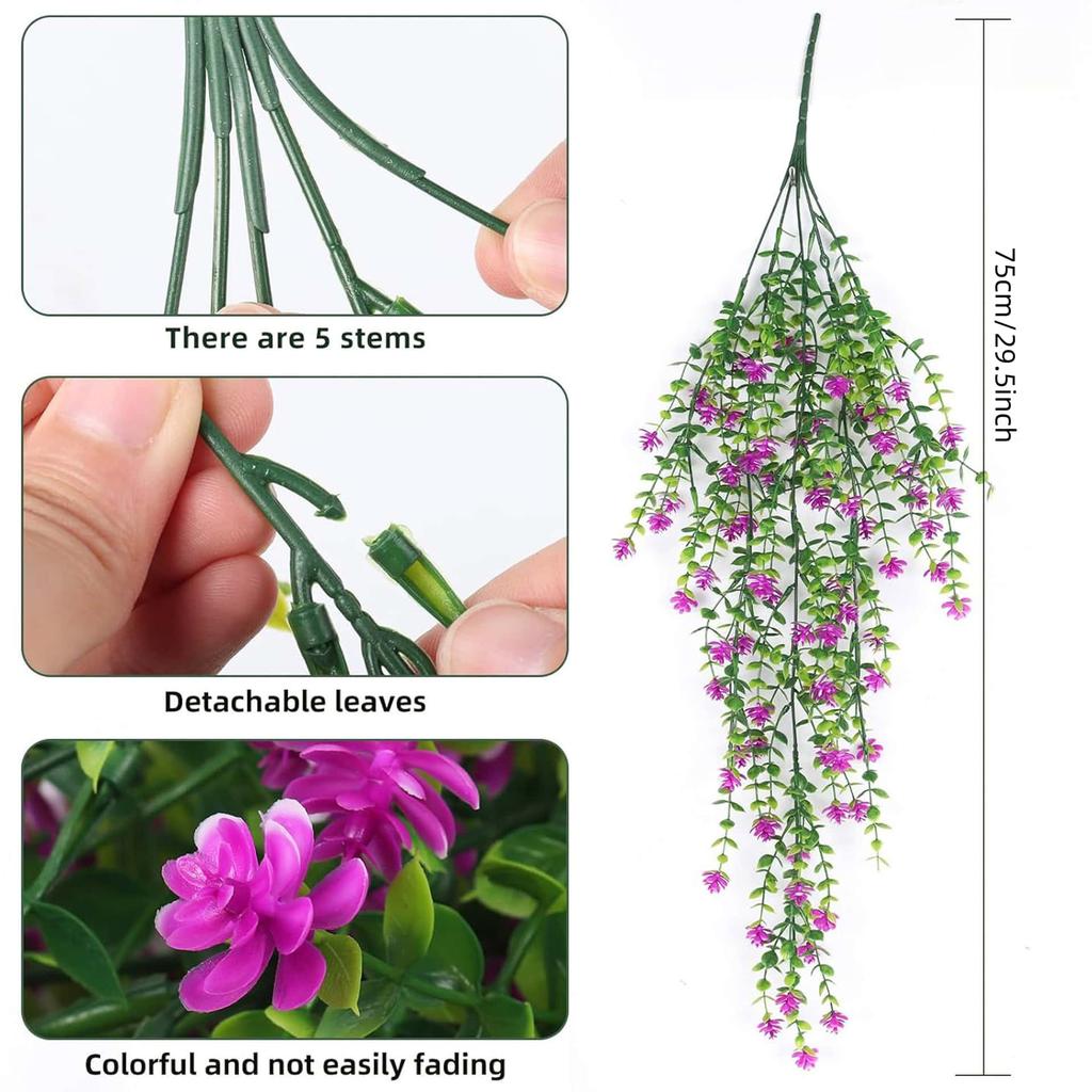 2pc UV Resistant No Fade Artificial  Flowers Eucalyptus Camellia Hanging Realistic Faux Floral for Outdoor Indoor Wall Decor