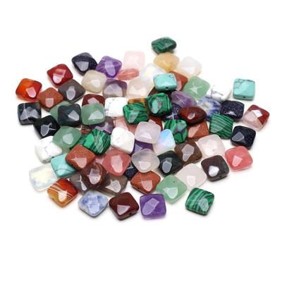 5 Stück/Packung facettierte Natursteinperlen mit Loch, quadratische lose Edelsteinperlen aus Kristallachat, Amethyst, Malachit und Türkis für DIY-Schmuckzubehör, 12 x 12 mm