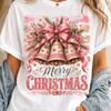 Pink Christmas PNG, Merry Christmas Bells PNG, Vintage Coquette Christmas Sublimation Design, Pink Bow Holly Digital Download
