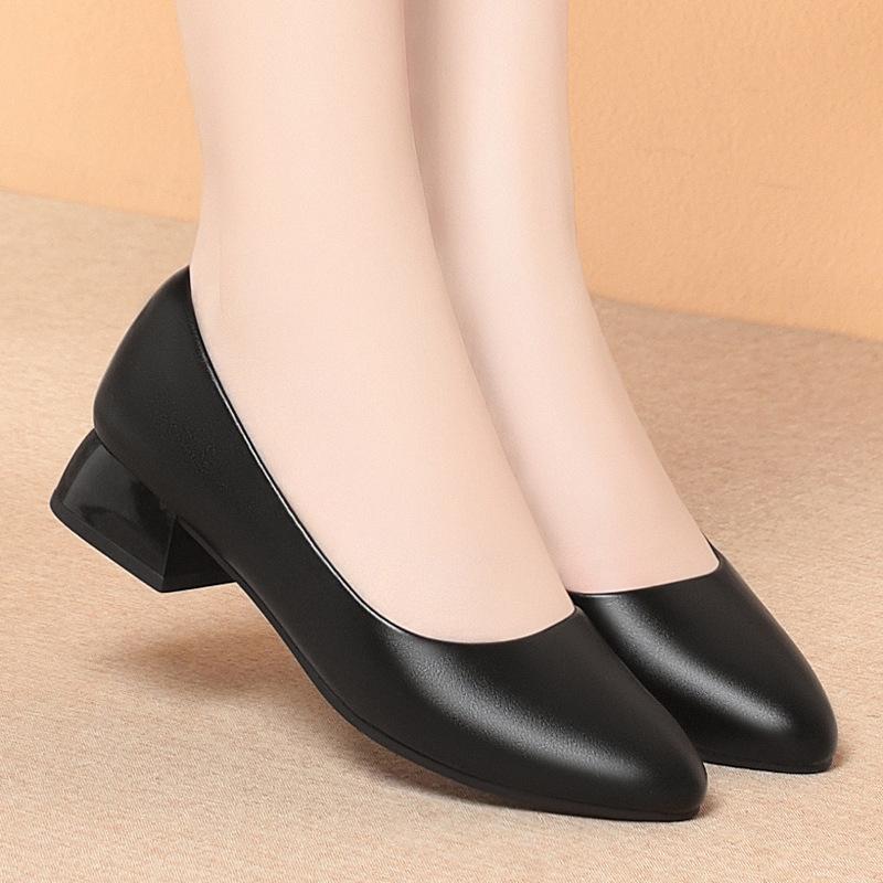 Soft Sole Work Shoes For Women Black Formal Shoes For Work Commuting Leather Shoes Single Shoes Professional Comfortable New