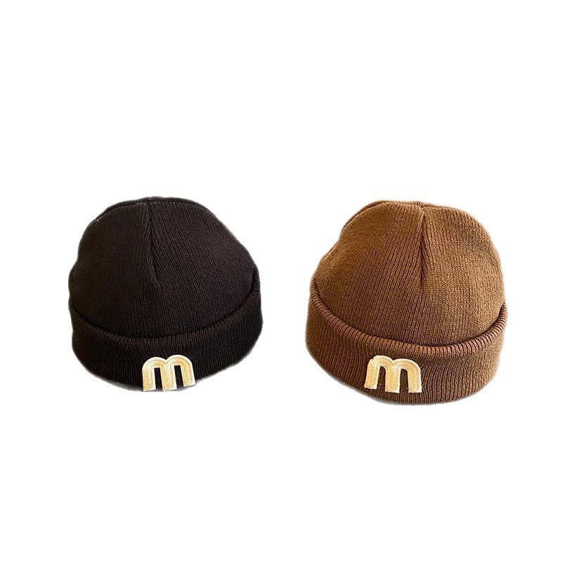 Autumn Winter Woolen Baby Hat - Knitted Letter Skull Cap, Korean Style Pullover for Newborns
