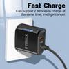 Mark 36W Dual USB Charger with LED, Dual Port for Fast Charging, Travel Charger