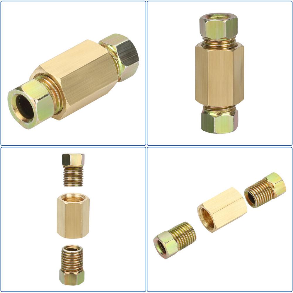 4 Sets 3/16" Brake Line Connector 3/8-24 Threaded Brake Line Fittings & Brass Unions Brake Line Tool Car Accessories