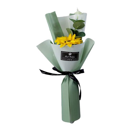 Yousheng Artificial Sunflower Bouquet Mini Scented Soap Flower Bouquet with Eucalyptus Leaves Gift for Birthday Valentine's Day Mother's