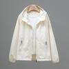 Women s Spring and Summer Solid Color Hooded Zipper Jacket Loose Casual Windbreaker Jacket 2XL