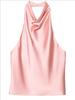 2025 Summer European & American Style Silk Satin Halter Neck Top