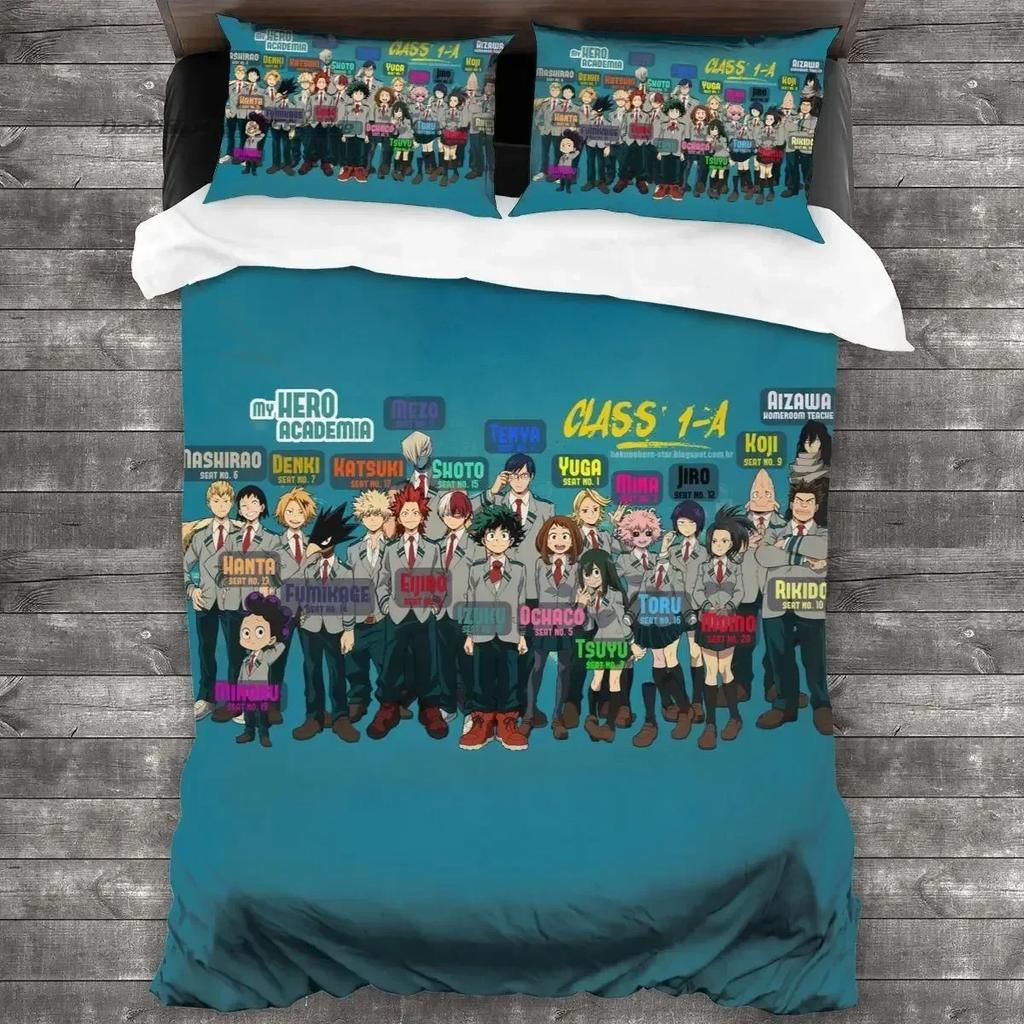 3D Print Anime My Hero Academia Bedding Set Duvet Cover Sheet Printed Bed Set Pillowcase Full Queen King Size Comforter Bedroom