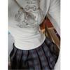 Women's Spicy Girl Half-High Collar Fleece T-Shirt - Slim Fit, Long Sleeve, Autumn/Winter Top