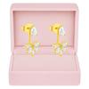 Pear and Marquise Floral Drop Earrings - 925 Sterling Silver Yellow Plated