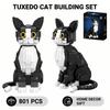 801pcs Animal Model Swallowtail Cat Building Blocks MOC Cute Cartoon Cat Small Particle Assembly Toy Gift For Kids And Adults