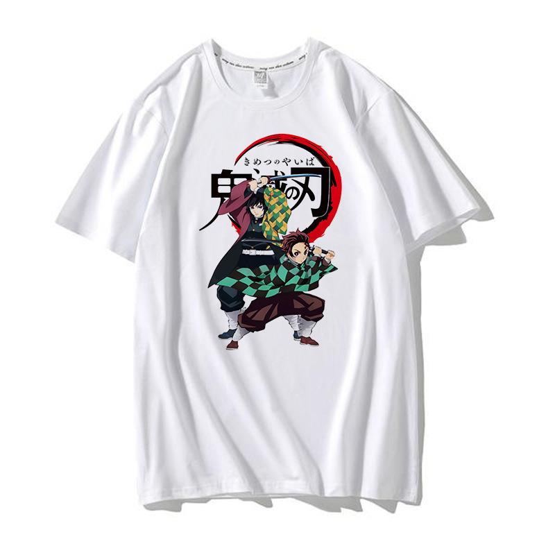 Casual Anime Demon Slayer Kimetsu No Yaiba Graphics Women T-Shirt Summer Loose Blouse 90S O-Neck Ladies White Kids Tops Men Tees