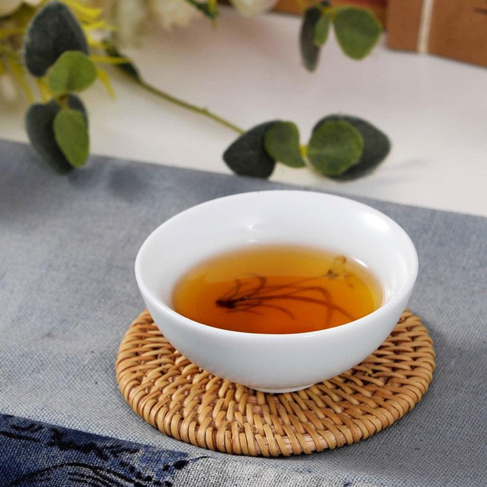ZK50 6pcs Vintage Rattan Drinks Tea Cup Mats Coasters Round Teapot Insulation Mat Decoration