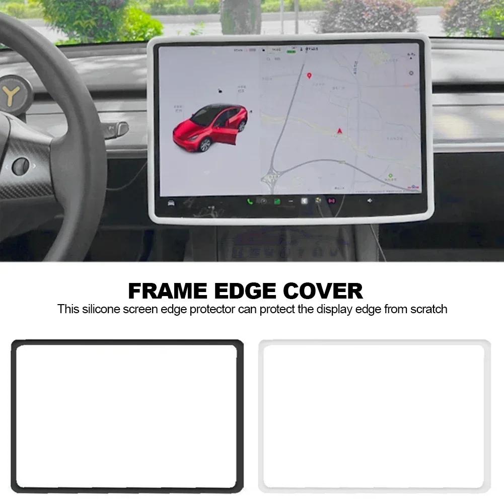 Silicone Screen Protective Frame For Tesla Model 3 Y Edge Cover Central Control Navigation Screen Protector Trim Car Accessories