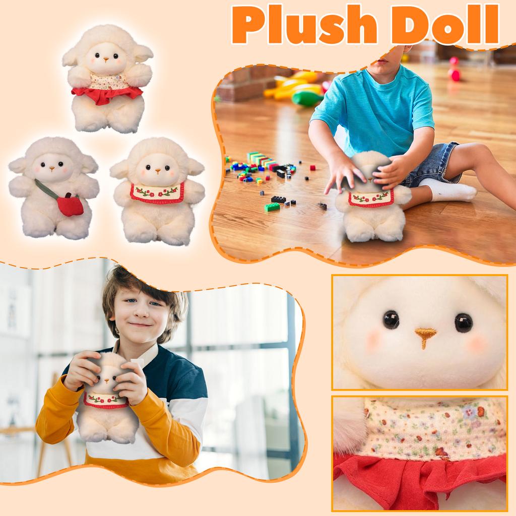Plush Lamb Stuffed Animal Soft Toy Doll with Fabric Dress Cute Design Suitable for Kids Toddlers and Collectors Gift Idea
