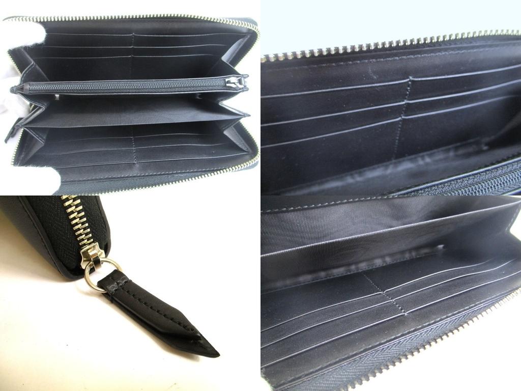 Authentic GUCCI Moon Logo Black Leather Round Zip Long Wallet #a854  Seller Refurbished