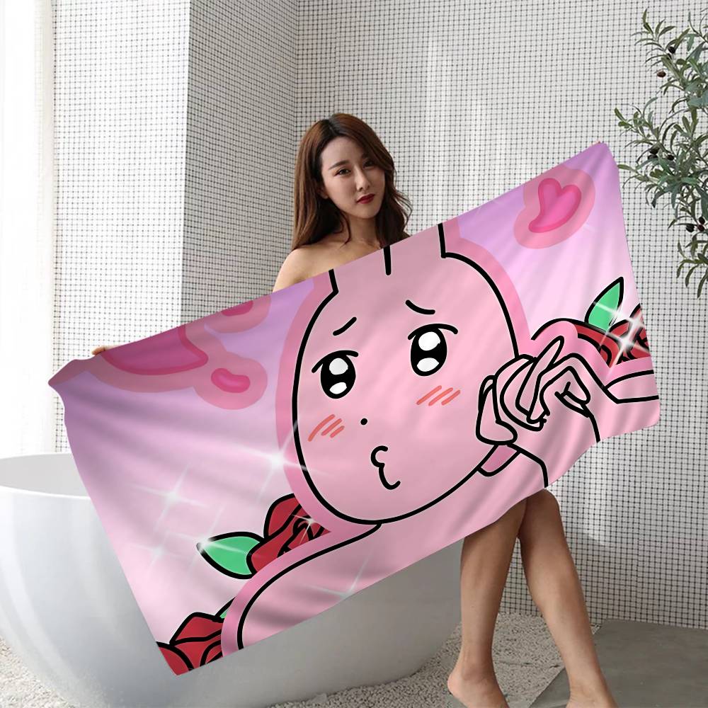 Himari Myfriend Pink Rabbit Spoof MEME Popular Beach Towel Colorful Bath Towels For Girl Microfiber Quick Dry Sand Free