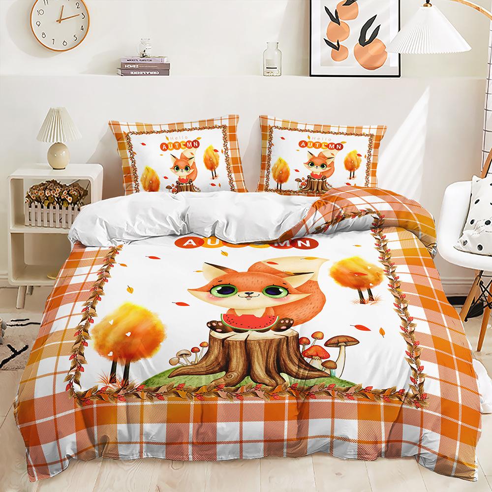 3D Digital Printing Kit Bedding Quilt Cover Three-Piece Set Small Fresh Animal Home Textiles