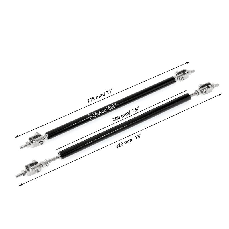 2Pcs 150mm/200mm Universal Car Front Bumper Lip Splitter Spoiler Rod Support Strut Tie Bar Carbon Fiber Auto Support Rod
