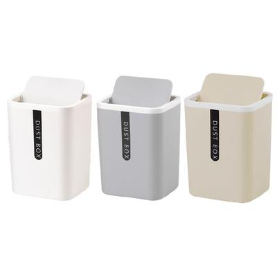 Countertop Garbage Basket Trashbox Tabletop Plastic Small Waste Bin with Lid