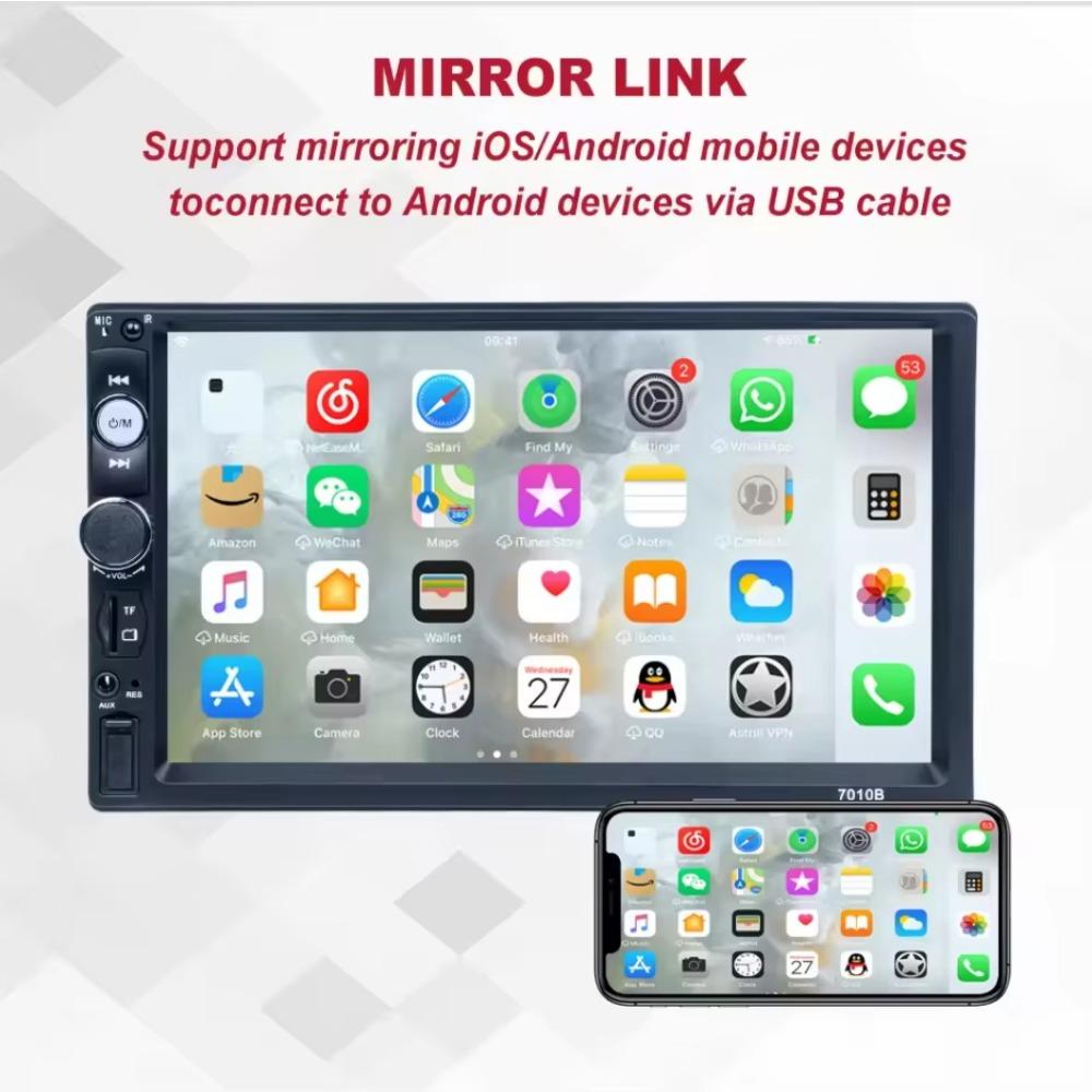 Universal 2 Din 7 Polegadas Tela Sensível Ao Toque Estéreo Auto Rádio Multimídia Player, Espelho Retrovisor Link/FM/TF/MP5 Áudio Do Carro