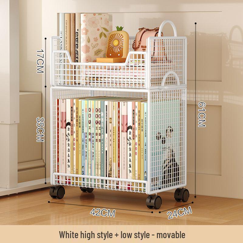 Mobile Under-Desk Bookshelf with Wheels for Students