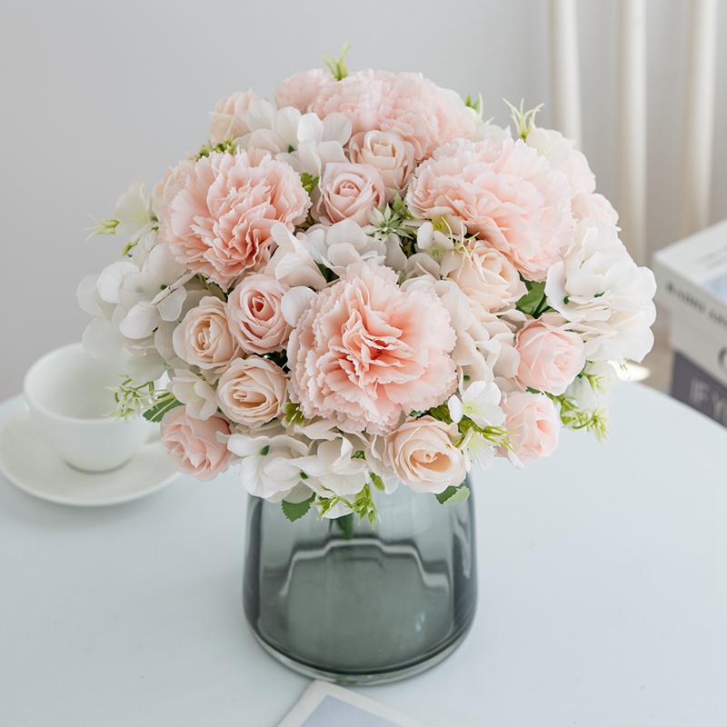 Silk Roses Carnation Cheaper Artificial Flowers Wedding Party Vase for Home Decoration Accessories Christmas Garland Scrapbook