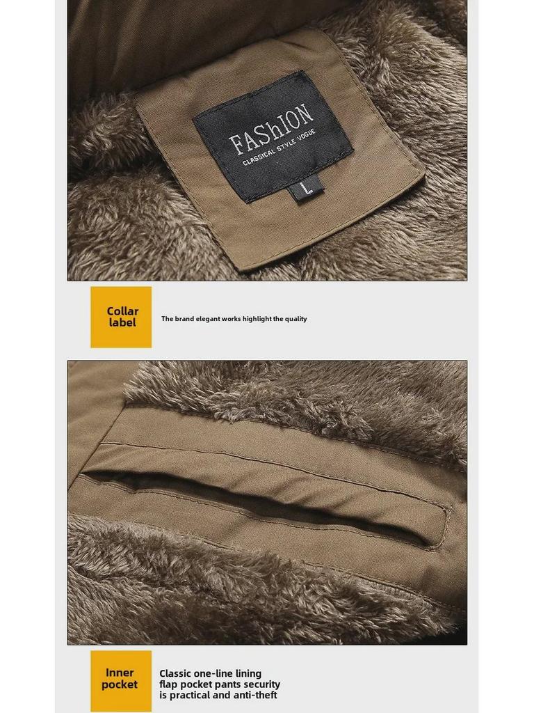 Men’s Warm Thickened Mid-Length Cotton Jacket for Autumn and Winter