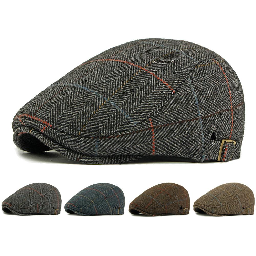 HT4839 Mens Berets Striped Artist Painter Wool Beret Hats Ivy Flat Cap Women Thick Warm Autumn Winter Hat Male Female Beret Caps