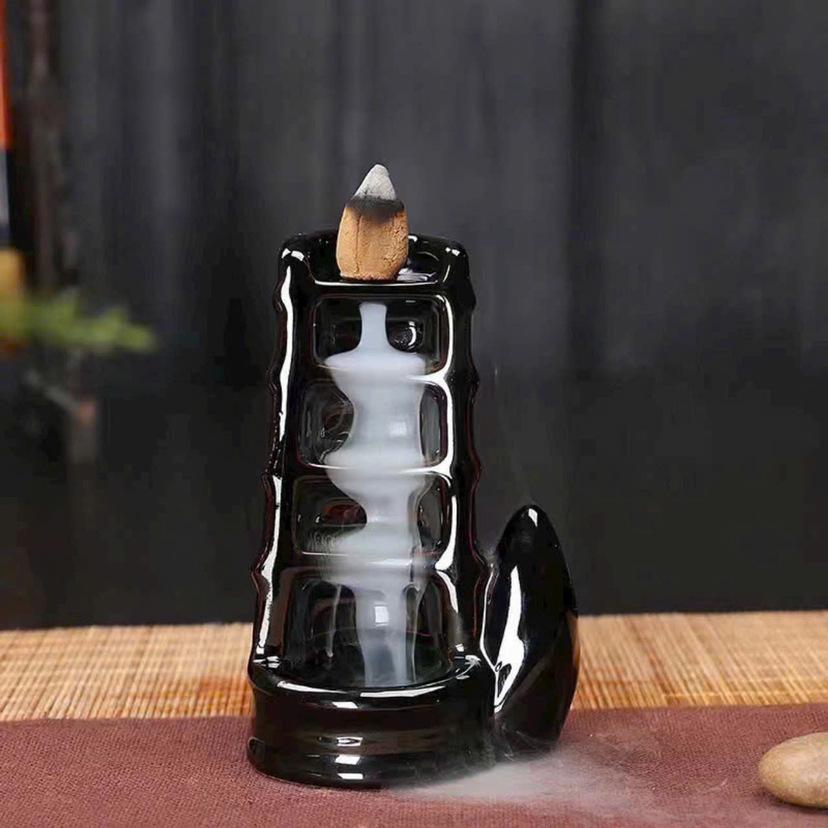 Buddha Hand Ceramic Backflow Incense Burner - Creative Rockery Design for Stick Incense and Office Decor.
