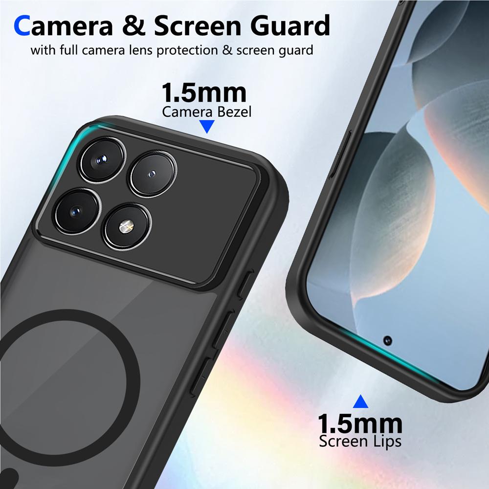 KEYSION Magnetic Phone Case for Xiaomi POCO F8 Pro Silicone+PC Matte Translucent Clear Shockproof Back Cover for POCO F8 Ultra